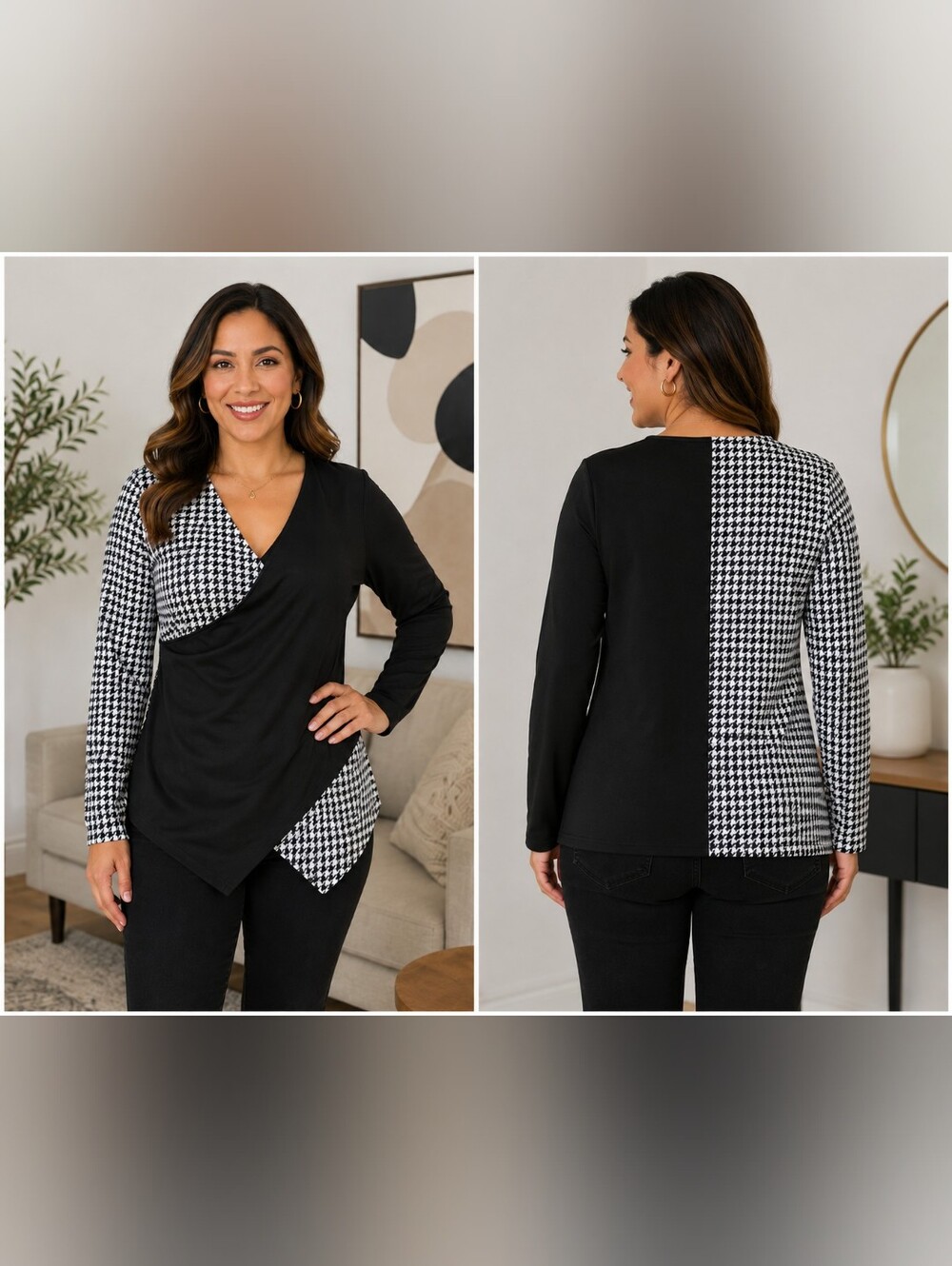 Women's Asymmetrical Color Block Top – Size L